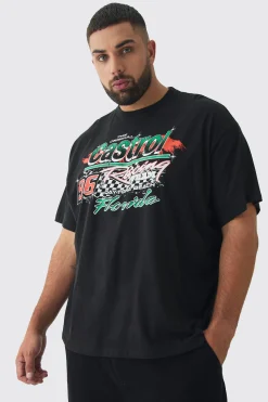 Plus Oversized Castrol GTX License Print T-Shirt | UK^boohooMAN Hot