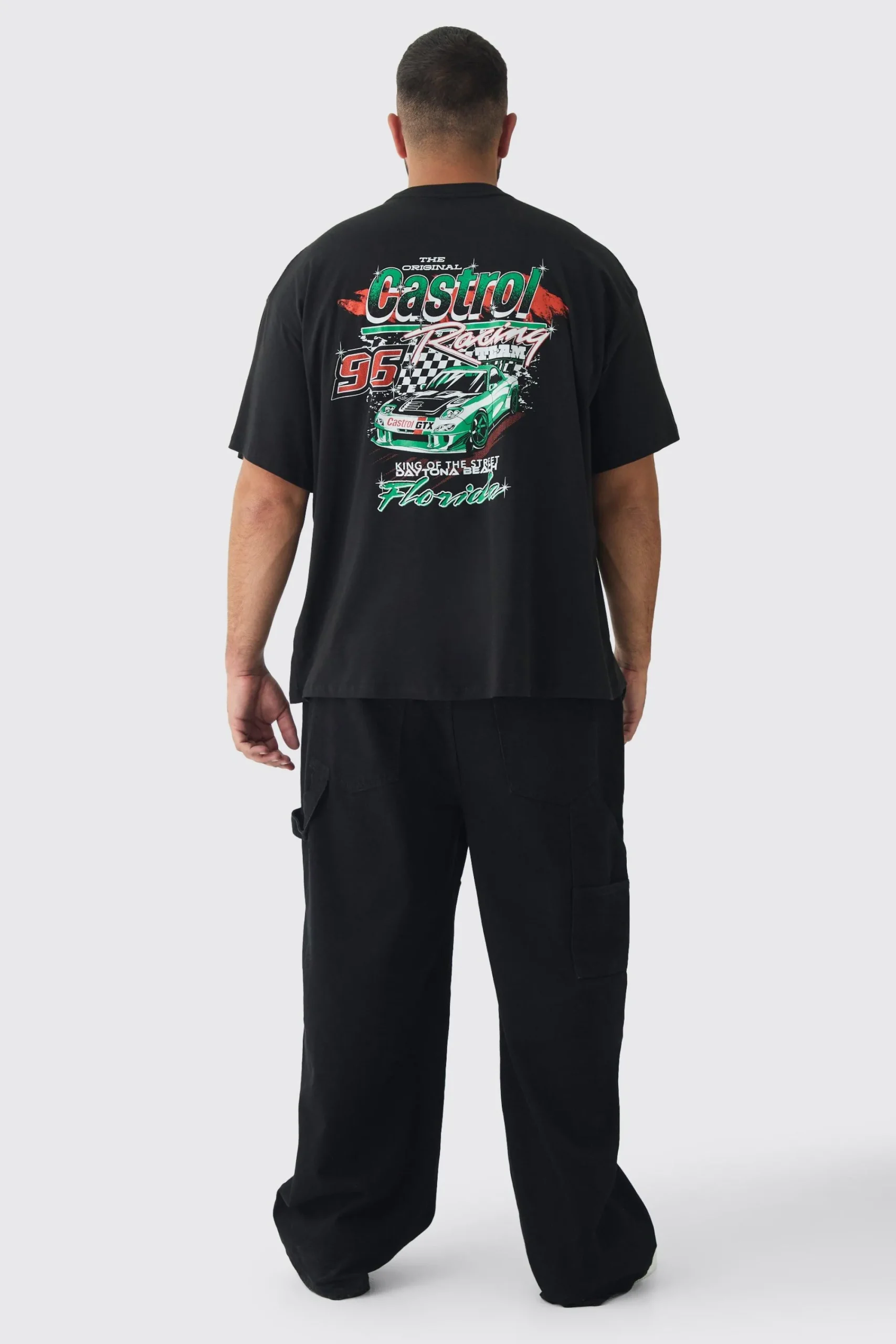 Plus Oversized Castrol GTX License Print T-Shirt | UK^boohooMAN Hot
