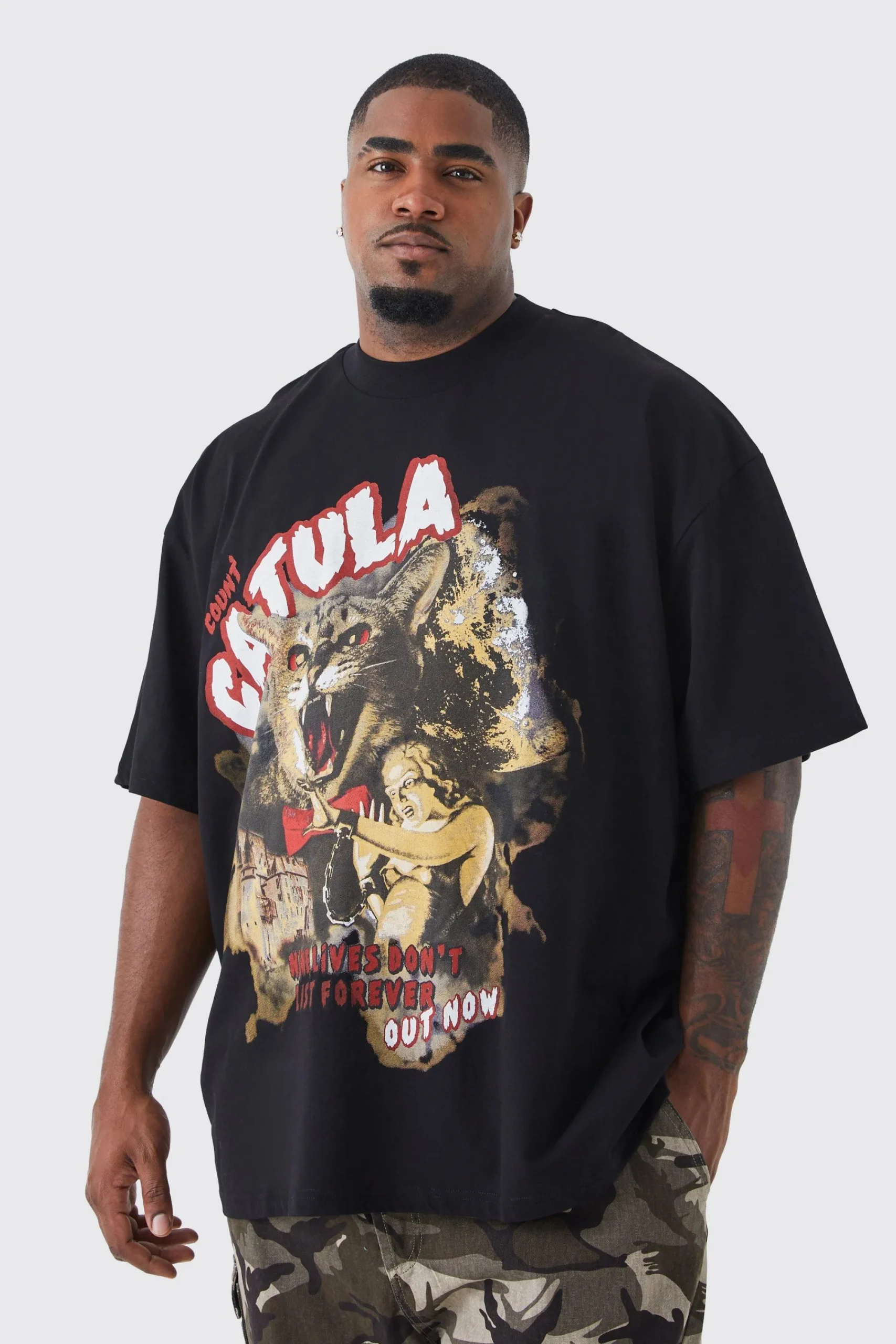 Plus Oversized Cataula Graphic T-shirt | UK^boohooMAN Outlet