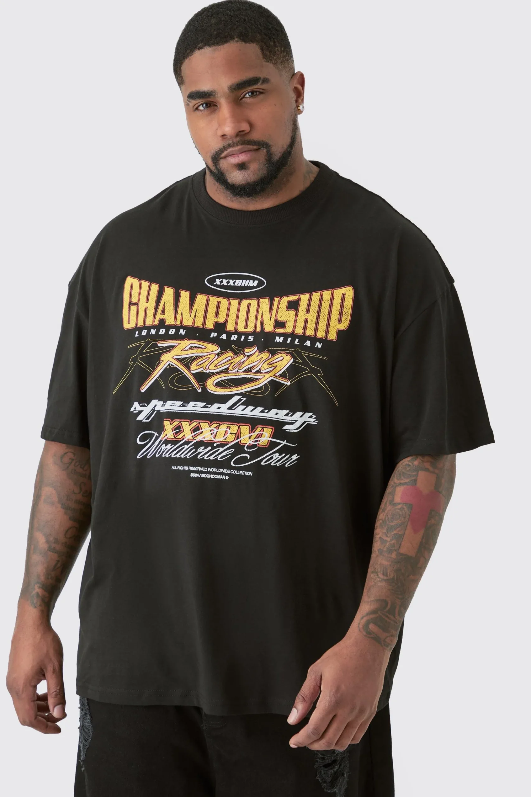 Plus Oversized Championship Moto Graphic T-shirt | UK^boohooMAN Outlet