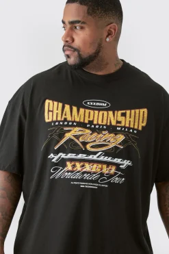 Plus Oversized Championship Moto Graphic T-shirt | UK^boohooMAN Outlet