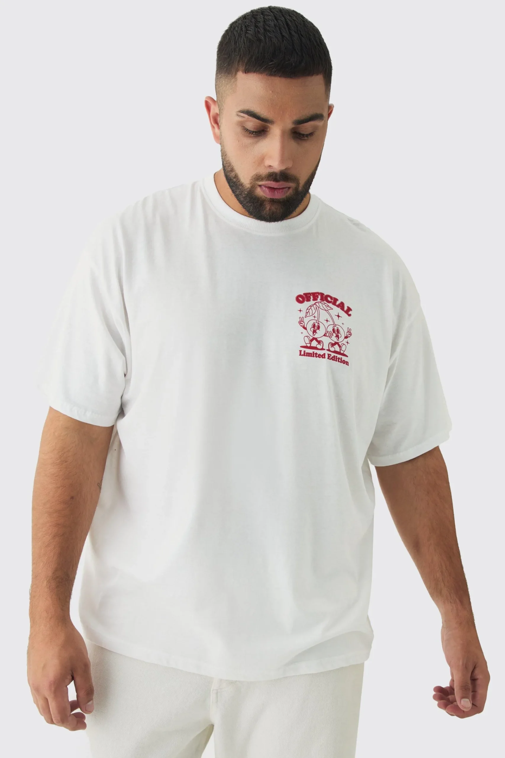 Plus Oversized Cherry Graphic T-Shirt | UK^boohooMAN Outlet