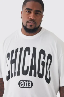 Plus Oversized Chicago Varsity Graphic T-Shirt | UK^boohooMAN Hot