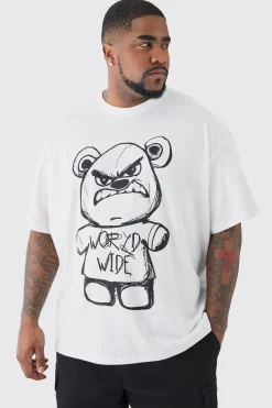 Plus Oversized Evil Teddy T-shirt In | UK^boohooMAN New