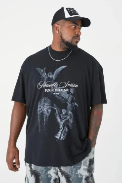 Plus Oversized Extended Neck Renaissance T-shirt | UK^boohooMAN Clearance