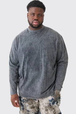 Plus Oversized Extended Neck Laundered Wash Long Sleeve T-shirt | UK^boohooMAN Hot