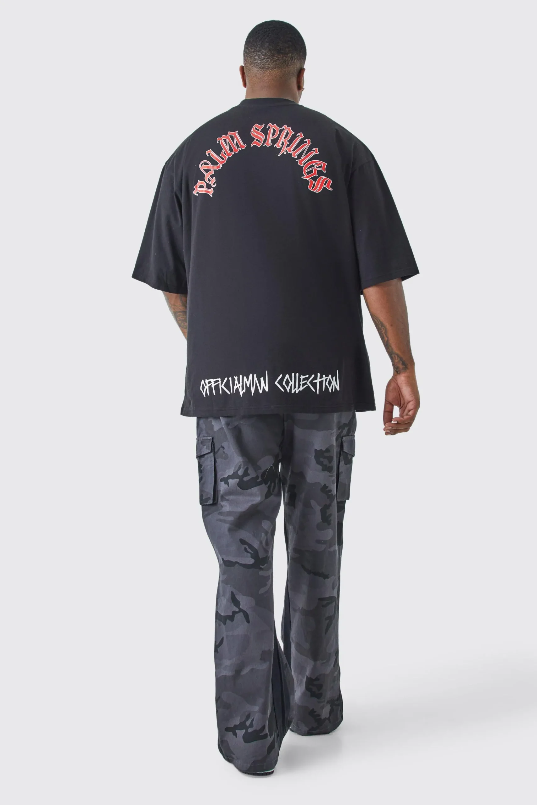 Plus Oversized Extended Neck Graffiti T-shirt | UK^boohooMAN Hot