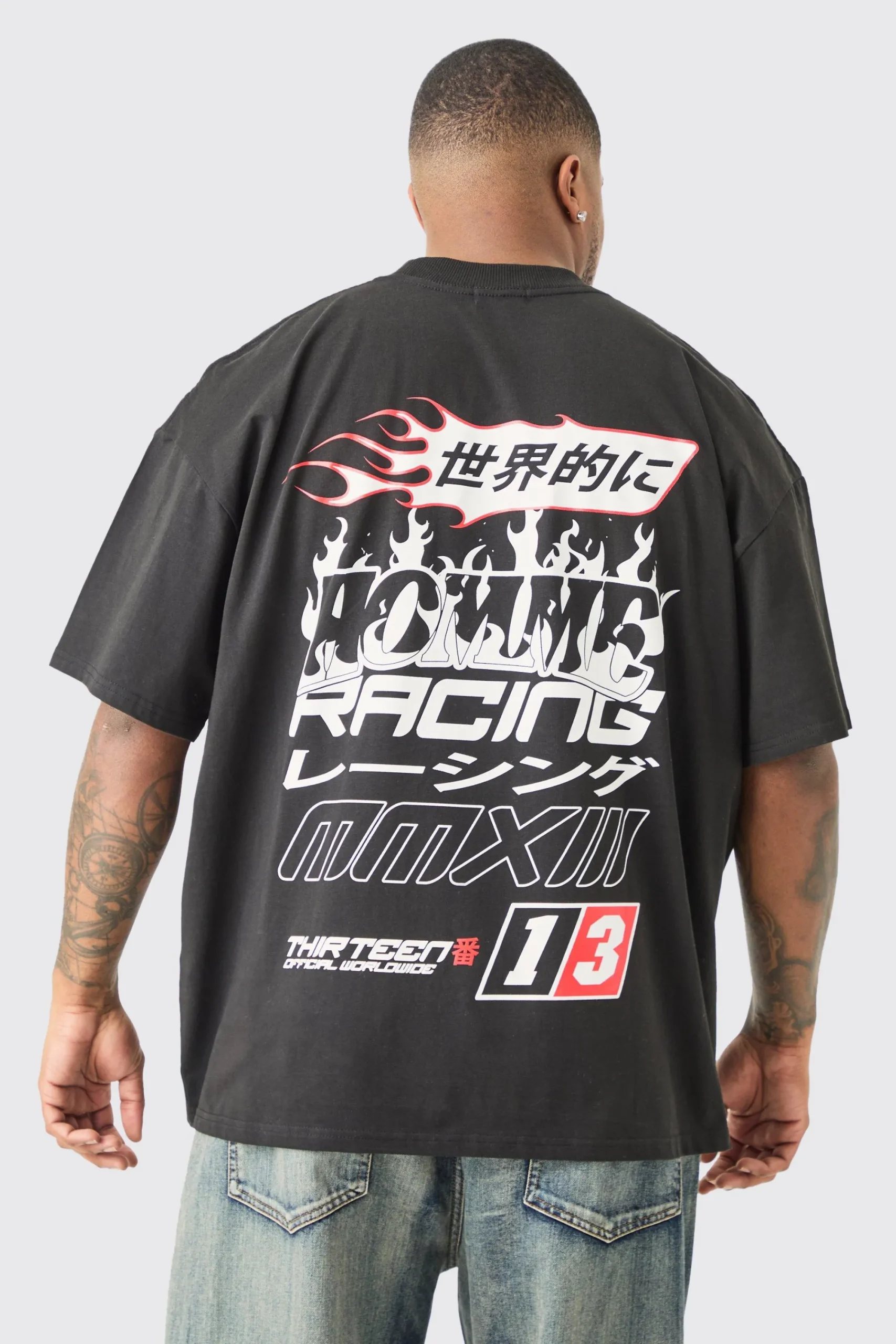 Plus Oversized Extended Neck Moto T-shirt In | UK^boohooMAN Online