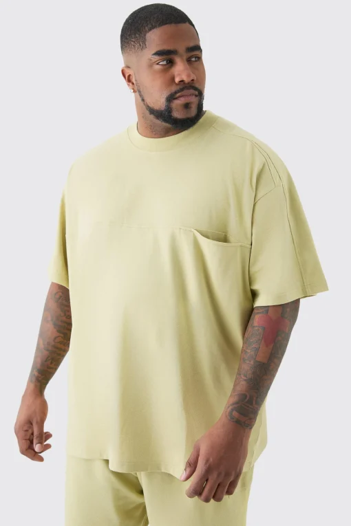 boohooMAN Plus Oversized Extended Neck Panel T-shirt & Cargo Short Set | UK| Shorts|Sets & Co-Ords