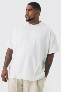 Plus Oversized Extended Neck Distressed Seam T-shirt | UK^boohooMAN Online