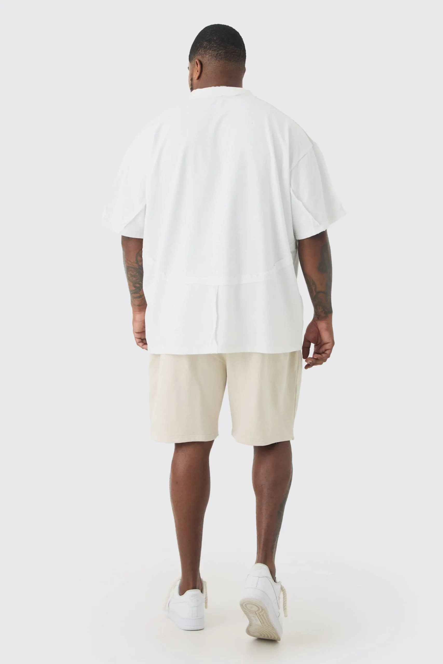 Plus Oversized Extended Neck Distressed Seam T-shirt | UK^boohooMAN Online