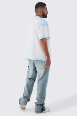 Plus Oversized Extended Neck Spray Wash T-shirt | UK^boohooMAN Clearance