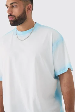 Plus Oversized Extended Neck Spray Wash T-shirt | UK^boohooMAN Clearance