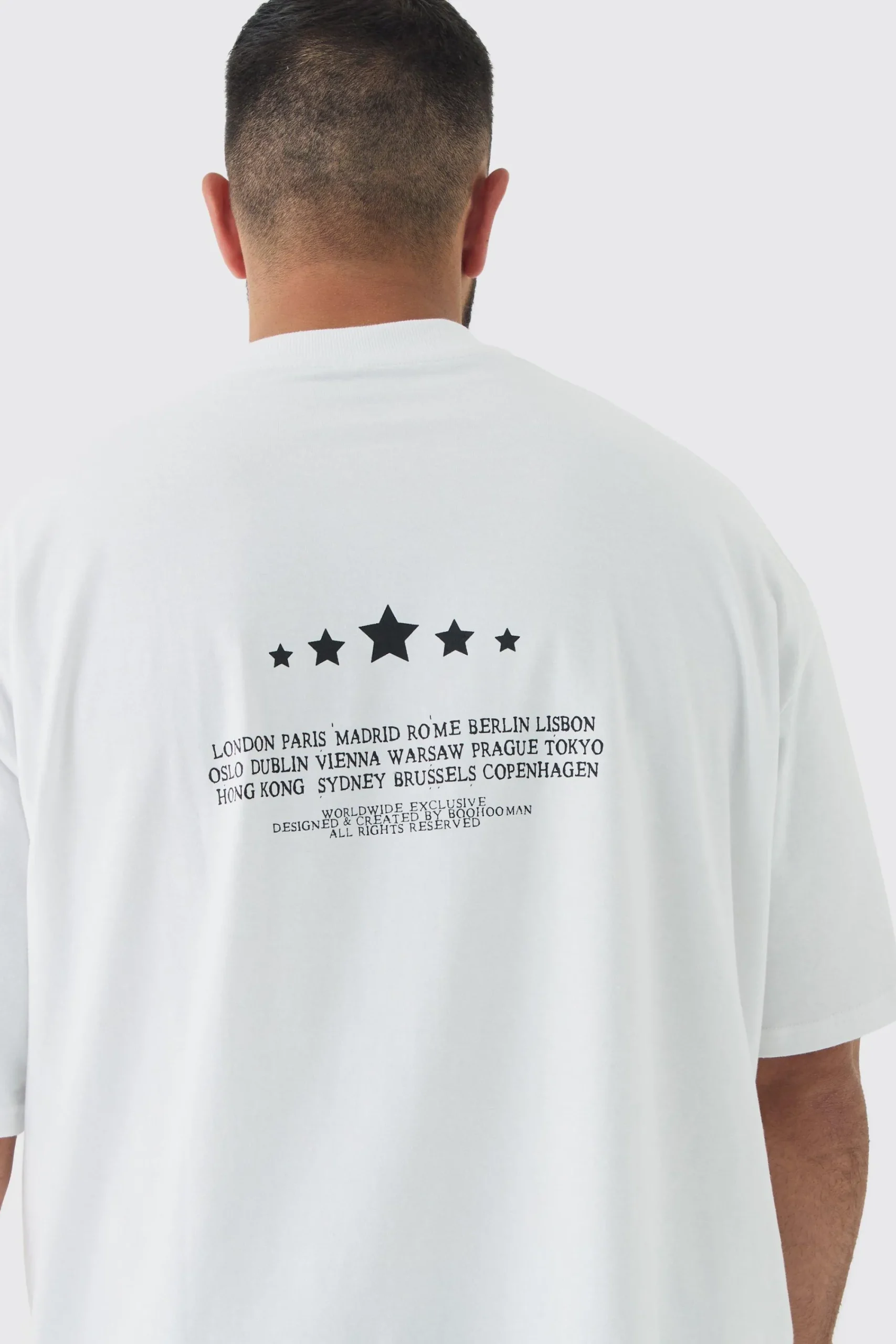 Plus Oversized Extended Neck Limited Print T-shirt | UK^boohooMAN Online