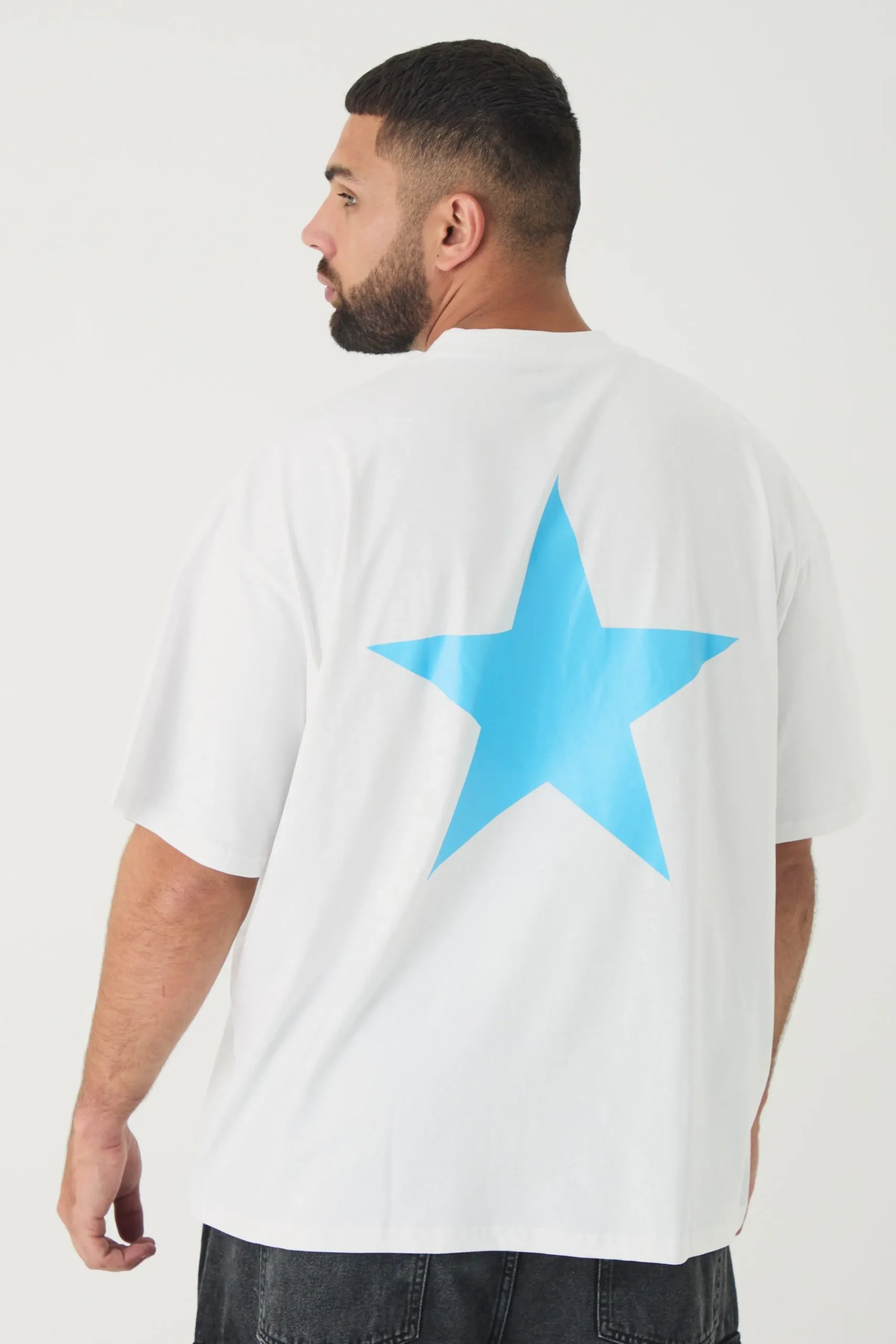 Plus Oversized Extended Neck Star Print T-shirt | UK^boohooMAN Best