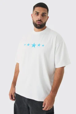 Plus Oversized Extended Neck Star Print T-shirt | UK^boohooMAN Best