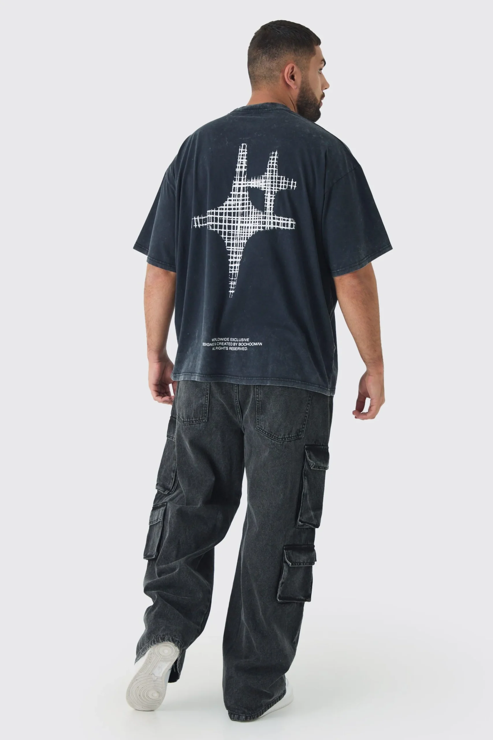 Plus Oversized Extended Neck Acid Wash Print T-shirt | UK^boohooMAN Best