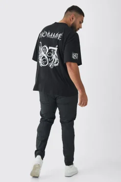 Plus Oversized Extended Neck Homme Print T-Shirt | UK^boohooMAN Hot