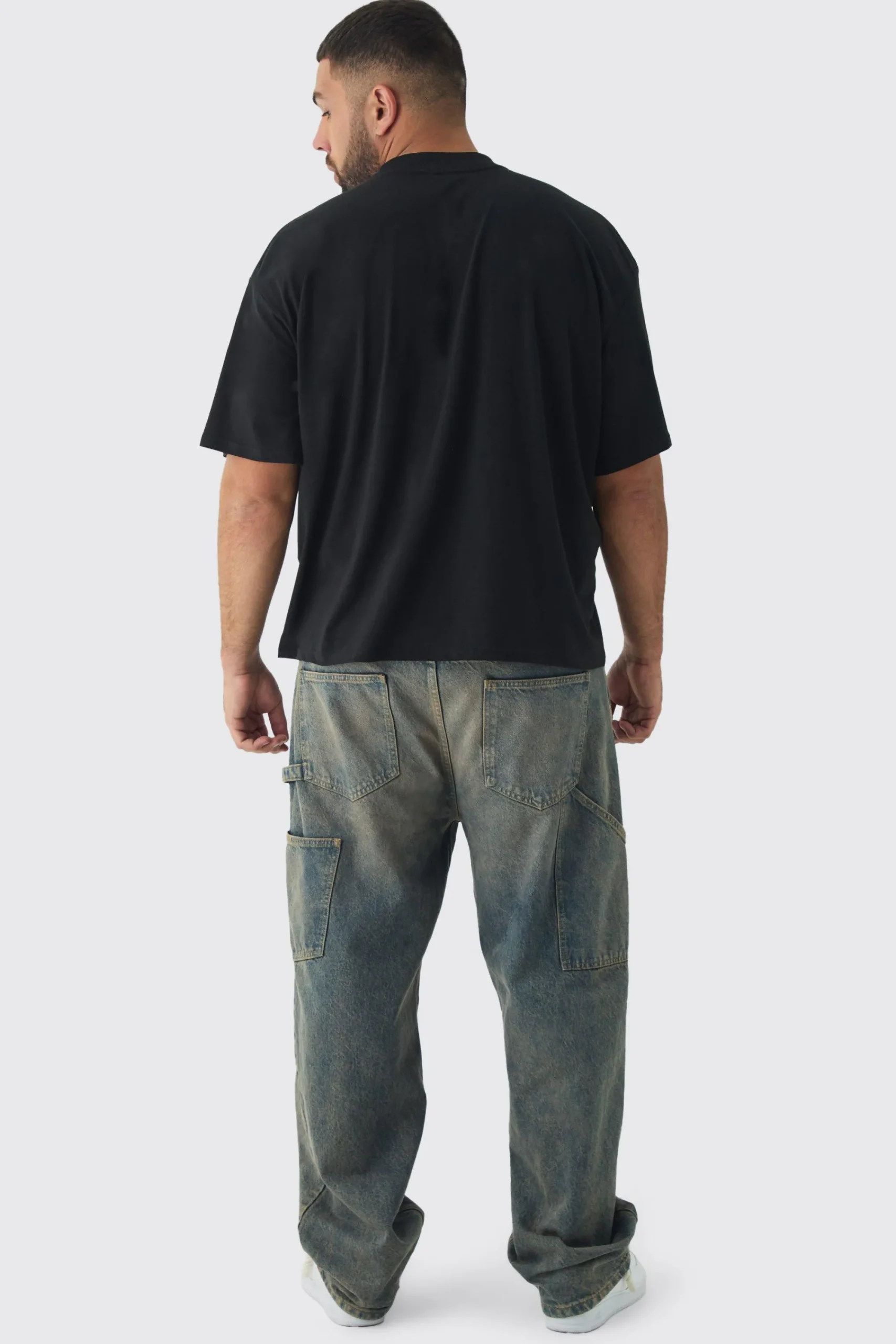 Plus Oversized Extended Neck Boxy Worldwide Print T-Shirt | UK^boohooMAN Clearance