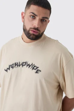 Plus Oversized Extended Neck Worldwide Gothic Cross Print T-Shirt | UK^boohooMAN Discount