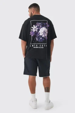 Plus Oversized Floral Back Graphic T-shirt | UK^boohooMAN