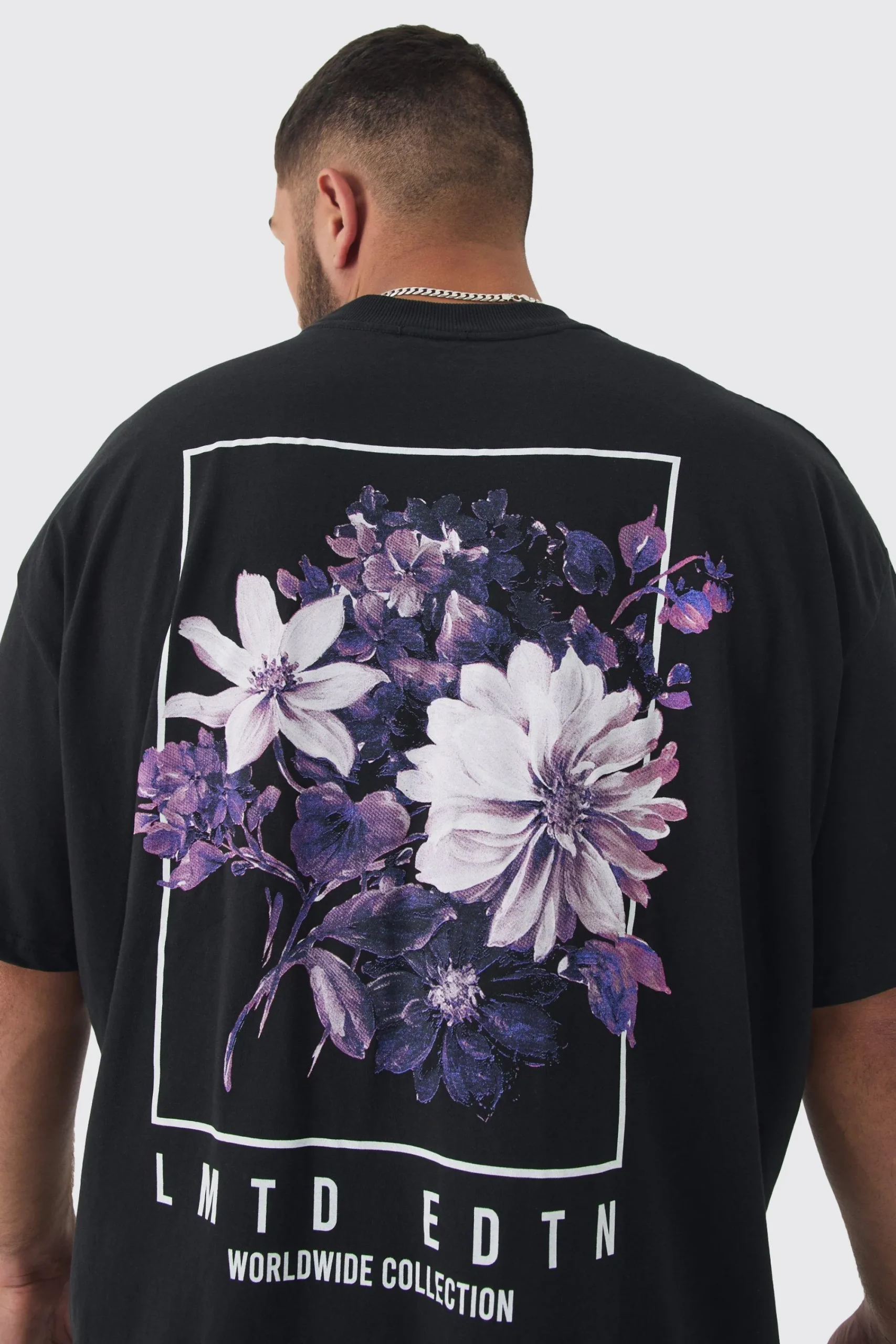 Plus Oversized Floral Back Graphic T-shirt | UK^boohooMAN