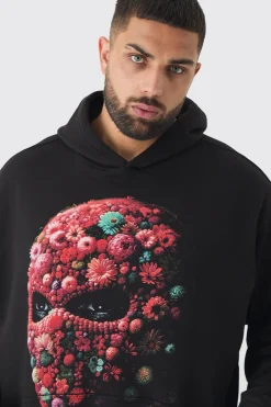 boohooMAN Plus Oversized Floral Balaclava Print Hoodie | UK| Hoodies & Sweatshirts