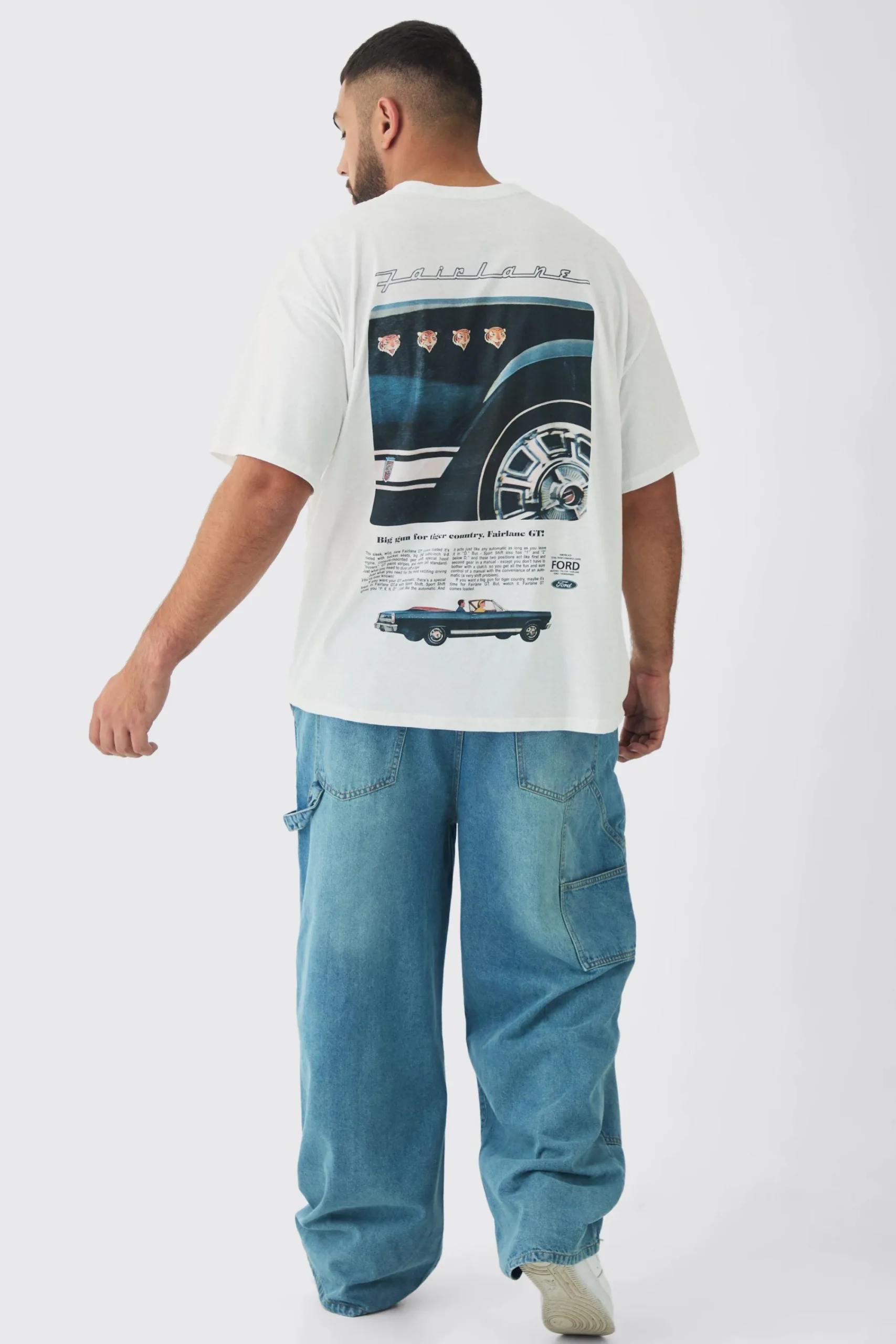 Plus Oversized Ford License Print T-Shirt | UK^boohooMAN Online