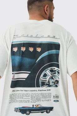 Plus Oversized Ford License Print T-Shirt | UK^boohooMAN Online