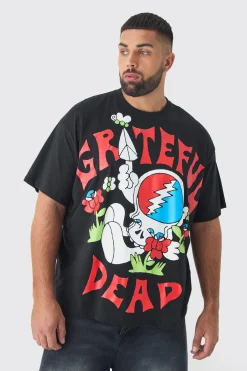 Plus Oversized Grateful Dead Large Scale License Print T-Shirt | UK^boohooMAN
