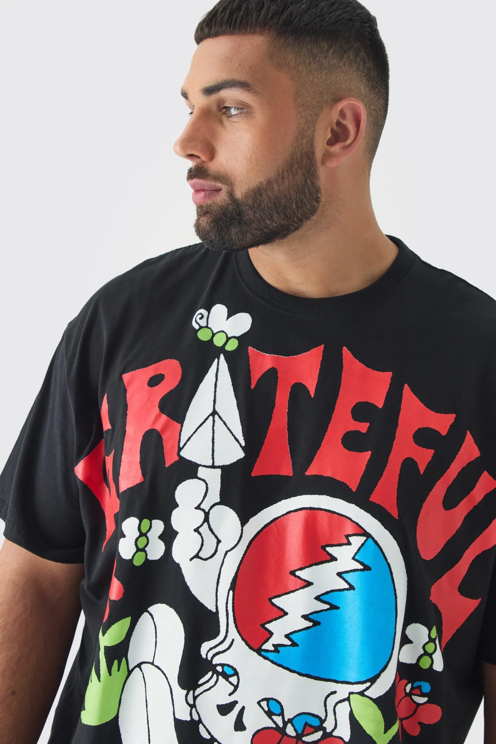 Plus Oversized Grateful Dead Large Scale License Print T-Shirt | UK^boohooMAN