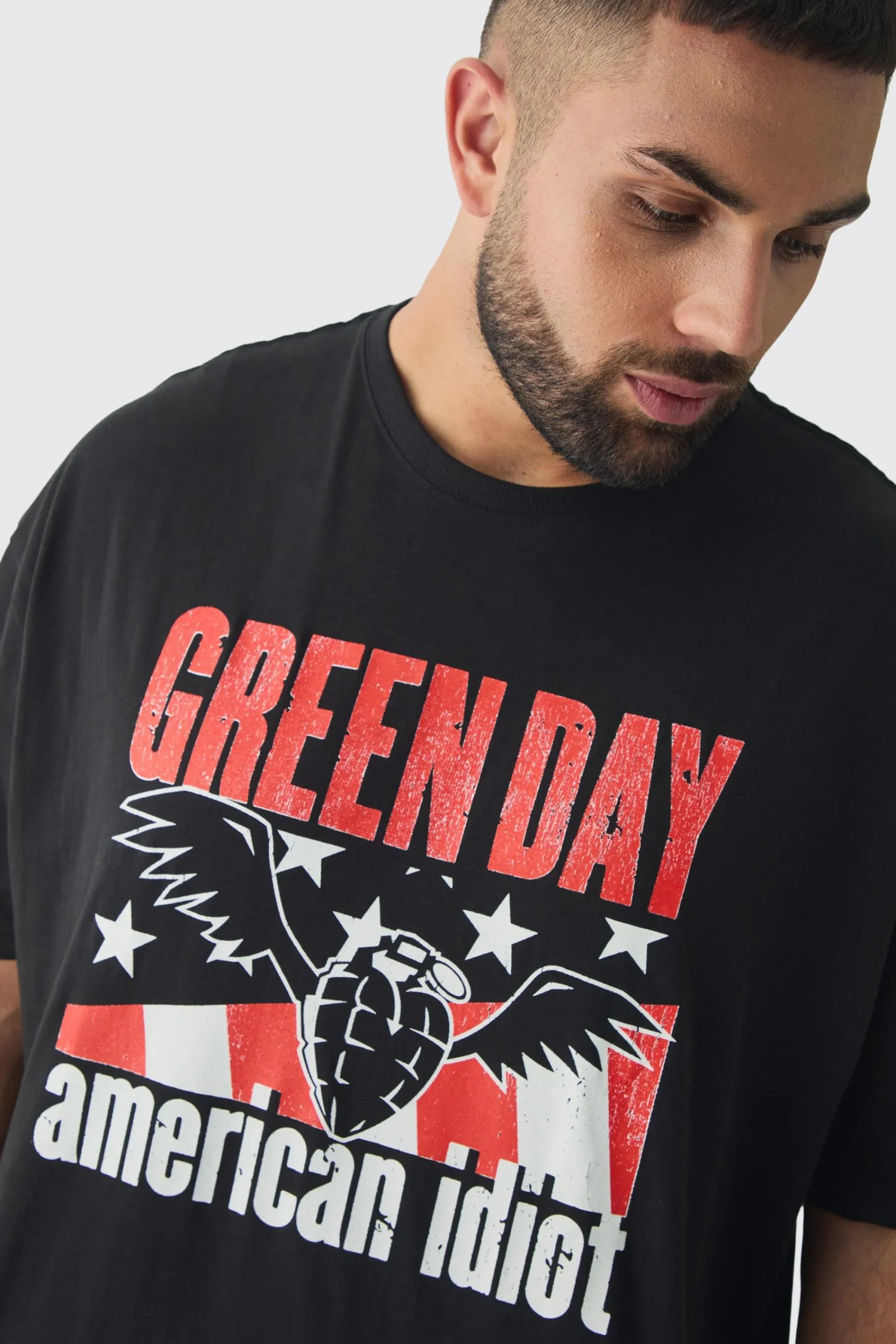 Plus Oversized Green Day Band License Print T-Shirt | UK^boohooMAN Best