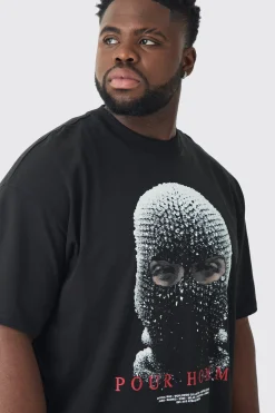 Plus Oversized Heavyweight Mask Graphic T-shirt | UK^boohooMAN Hot