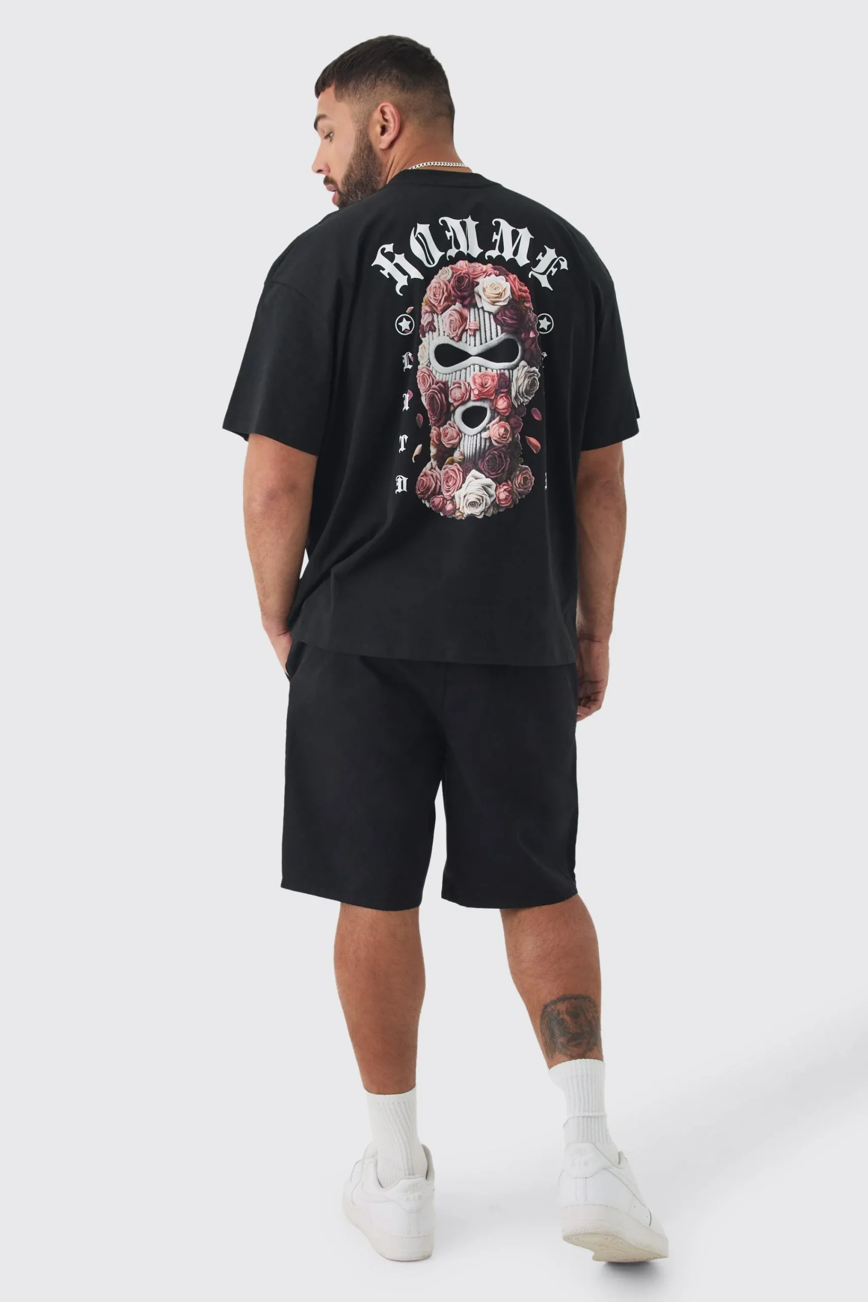 Plus Oversized Homme Balaclava Floral Print T-shirt | UK^boohooMAN Clearance