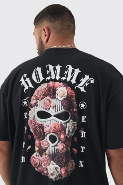 Plus Oversized Homme Balaclava Floral Print T-shirt | UK^boohooMAN Clearance
