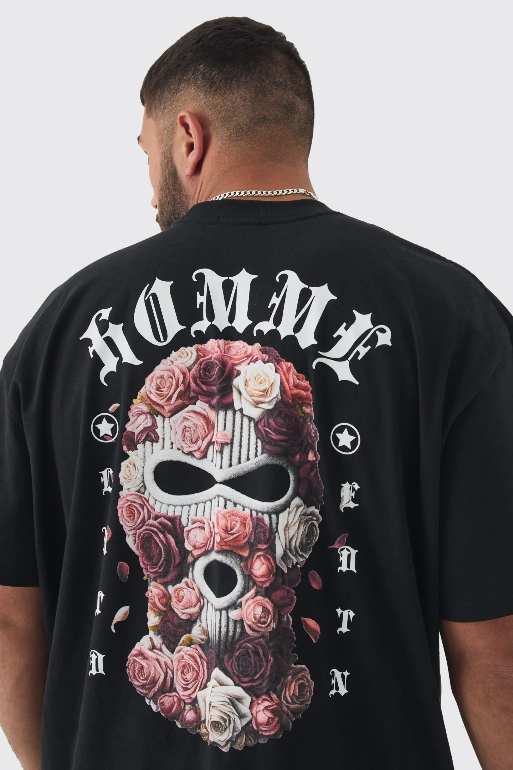 Plus Oversized Homme Balaclava Floral Print T-shirt | UK^boohooMAN Clearance
