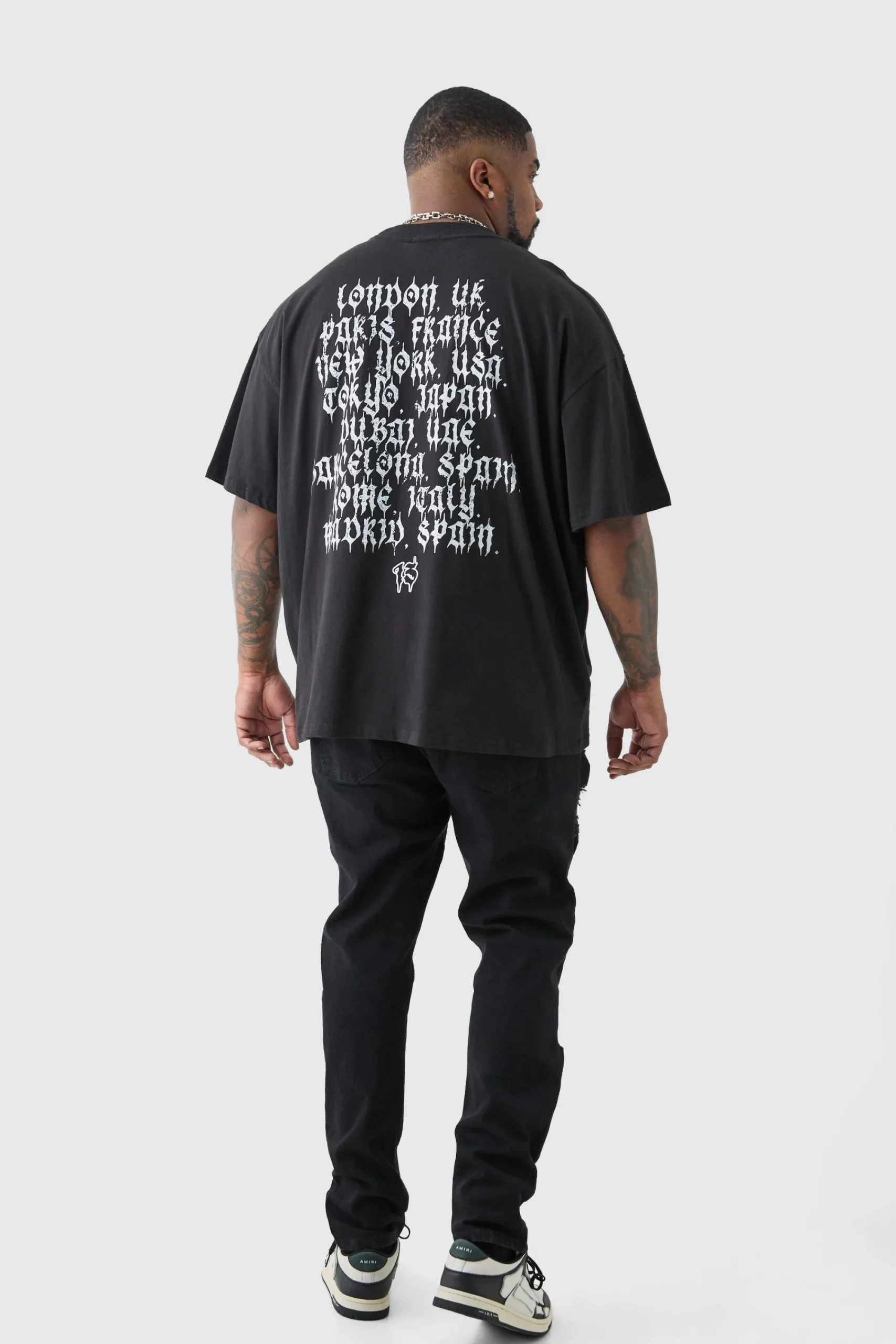 Plus Oversized Homme Cross Front & Back Print T-shirt | UK^boohooMAN Outlet