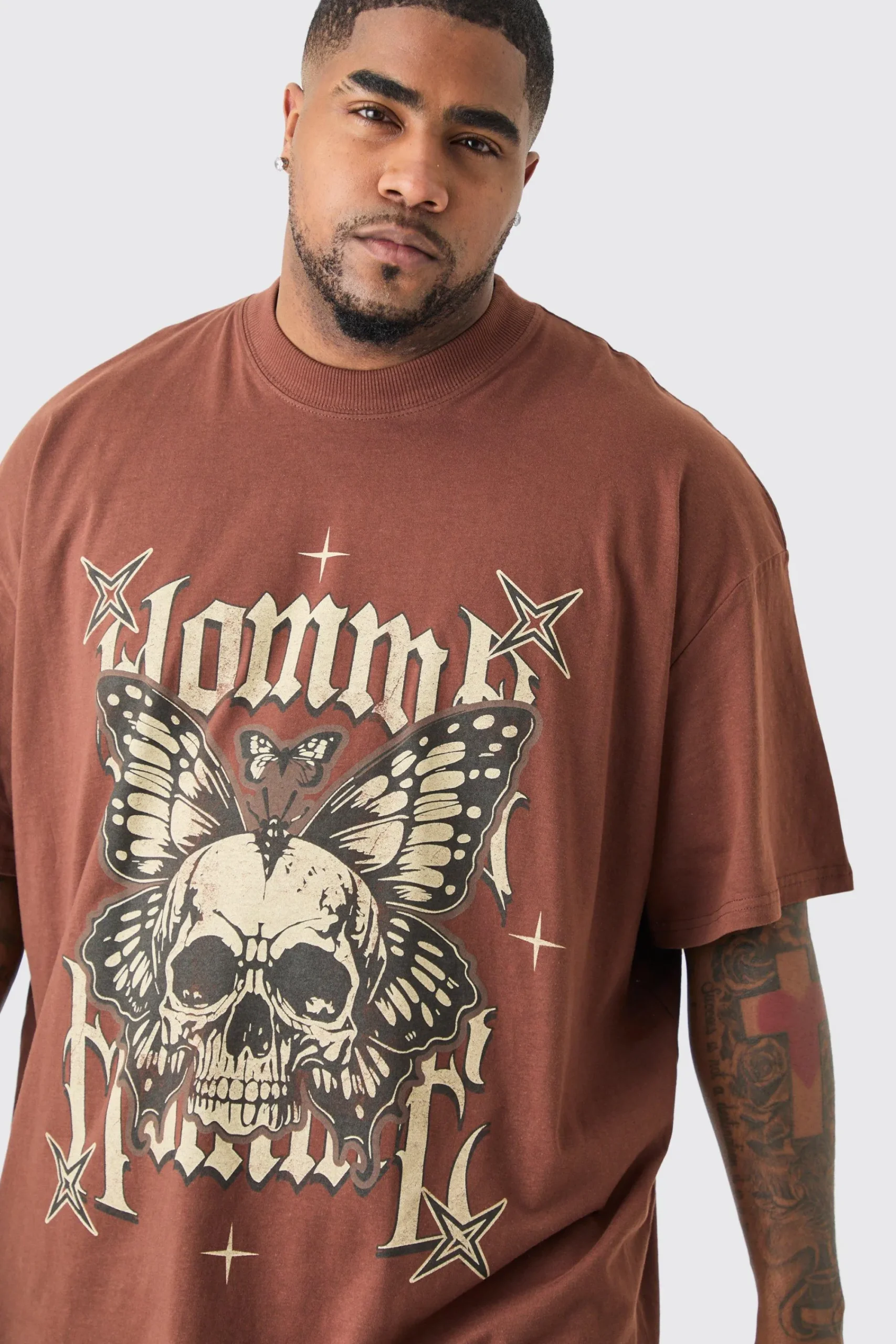 Plus Oversized Homme Skull Graphic T-shirt In | UK^boohooMAN Clearance