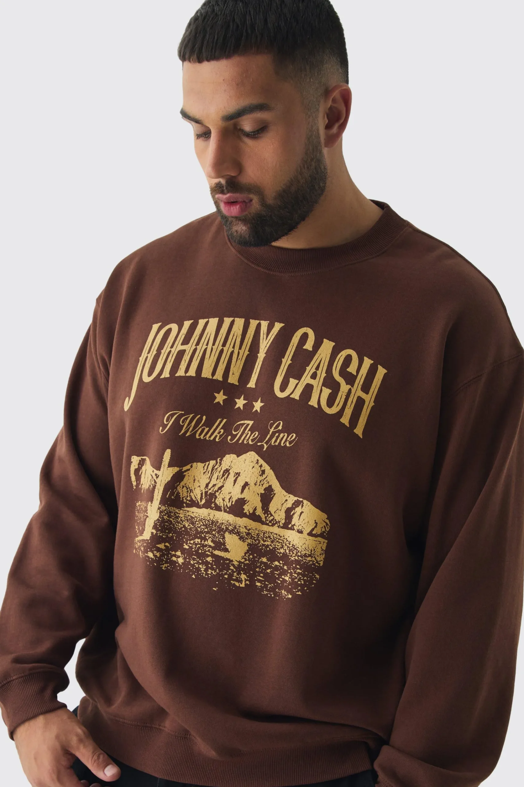 boohooMAN Plus Oversized Johnny Cash Licensed Sweatshirt | UK| Hoodies & Sweatshirts