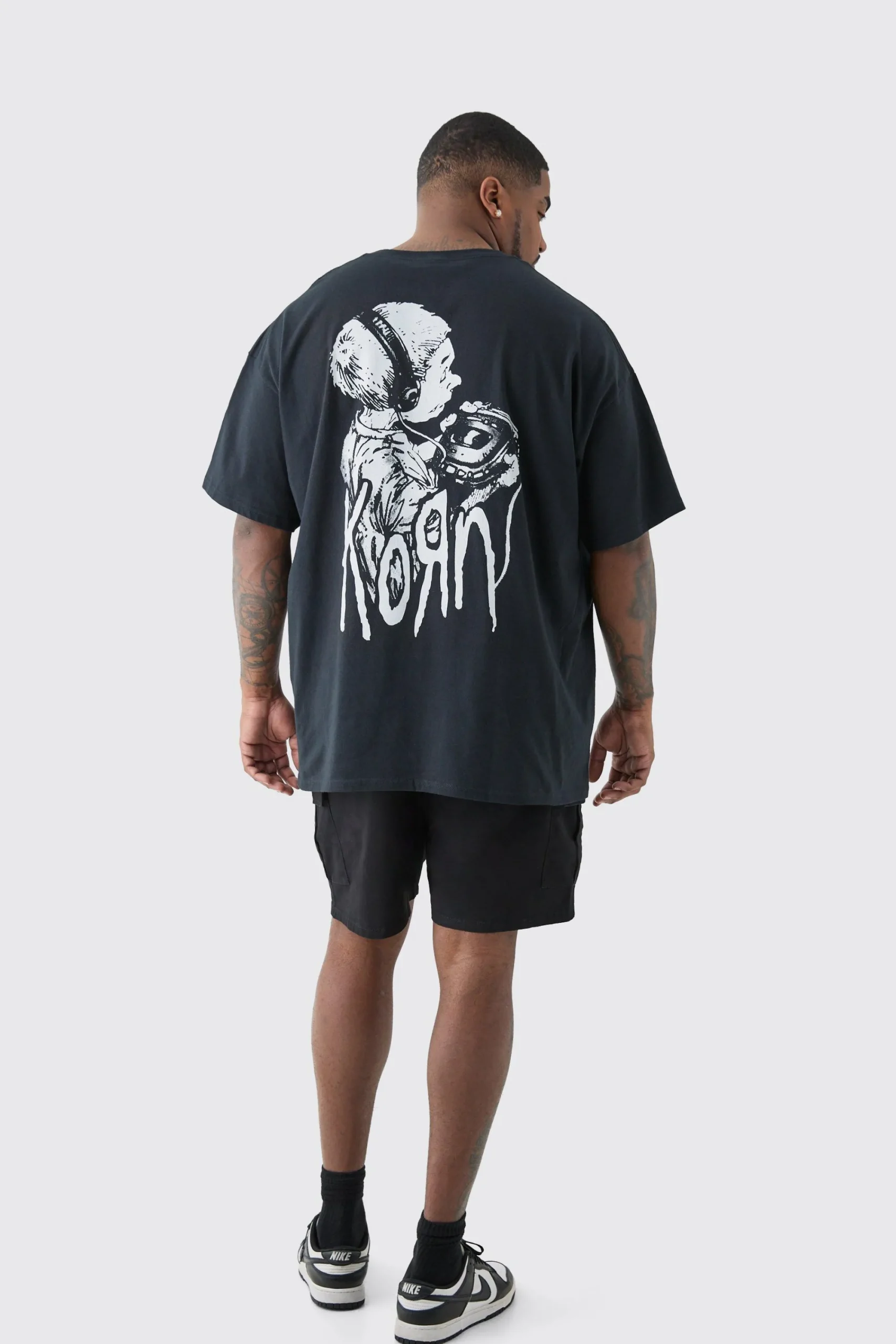 Plus Oversized Korn License T-shirt In | UK^boohooMAN Hot
