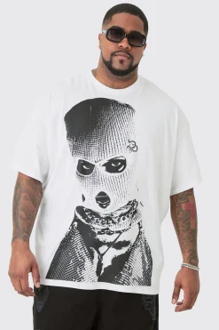 Plus Oversized Mono Balaclava Print T-shirt In | UK^boohooMAN Best