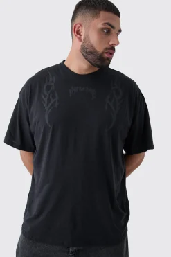 Plus Oversized Neck Homme Y2K Print T-Shirt | UK^boohooMAN Discount