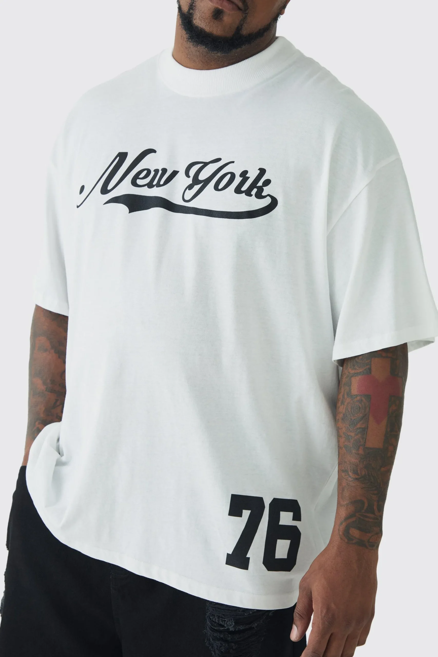 Plus Oversized New York Varsity Print T-shirt | UK^boohooMAN Hot