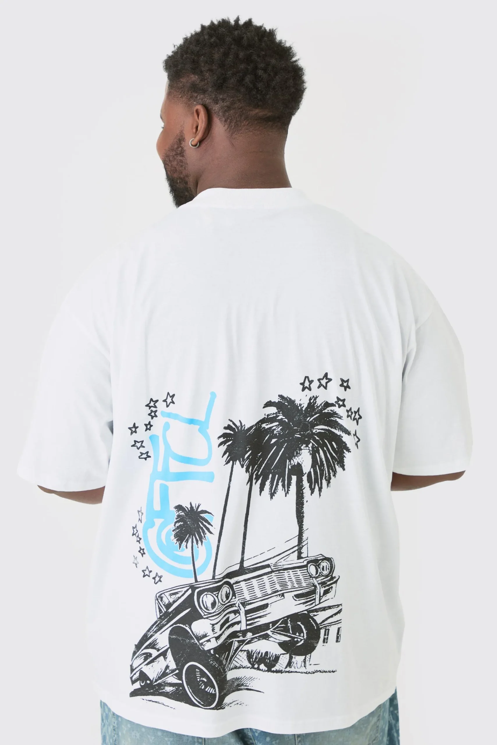 Plus Oversized OFCL Back Print Car T-shirt In | UK^boohooMAN Discount