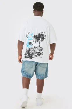 Plus Oversized OFCL Back Print Car T-shirt In | UK^boohooMAN Discount