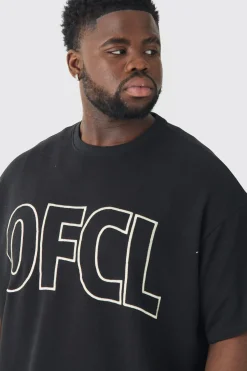 Plus Oversized OFCL Embroidered T-shirt | UK^boohooMAN