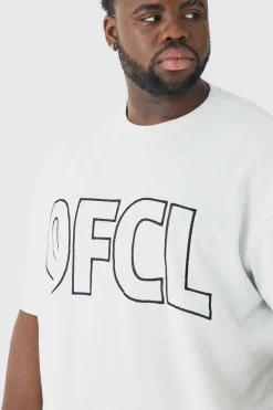 Plus Oversized OFCL Embroidered T-shirt | UK^boohooMAN Outlet