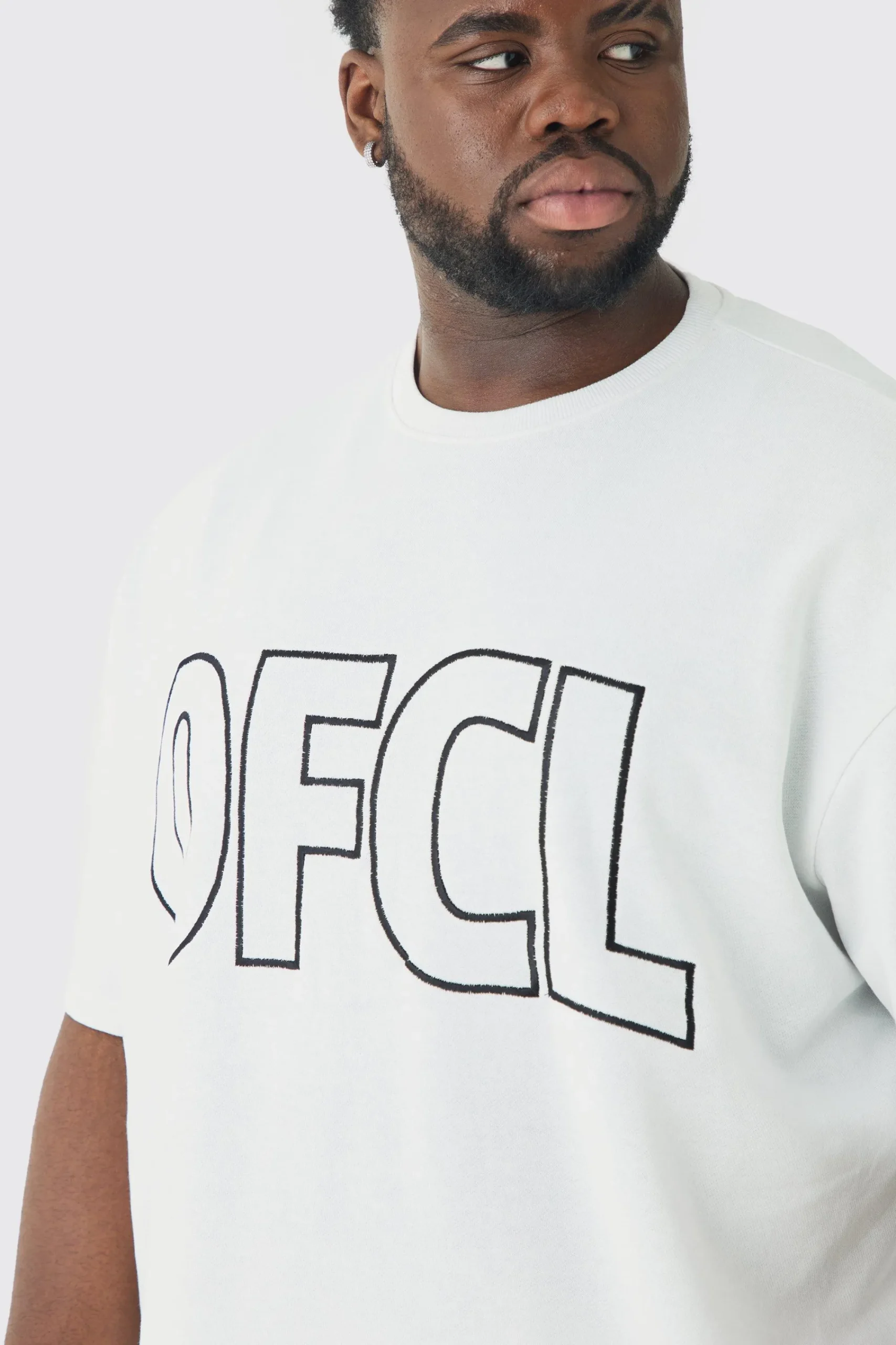 Plus Oversized OFCL Embroidered T-shirt | UK^boohooMAN Outlet
