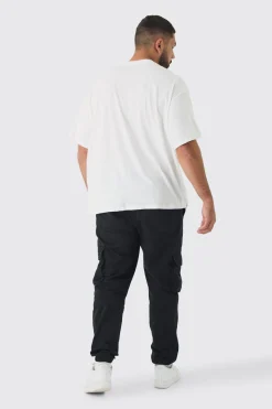 Plus Oversized OFCL Embroidered T-shirt In White | UK^boohooMAN