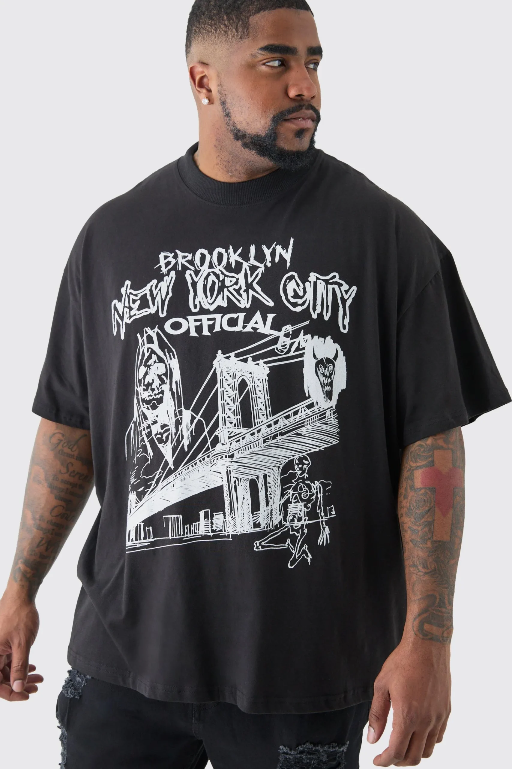Plus Oversized Official City Print T-shirt | UK^boohooMAN New